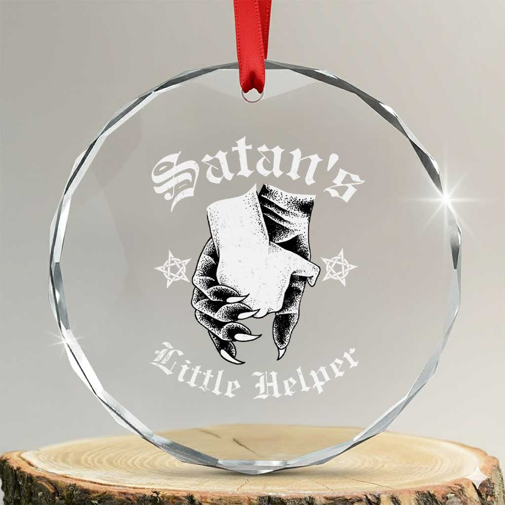 Funny Xmas Satan's Little Helper Crystal Glass Ornament TS09 Transparent Glass 3'' Circle Print Your Wear