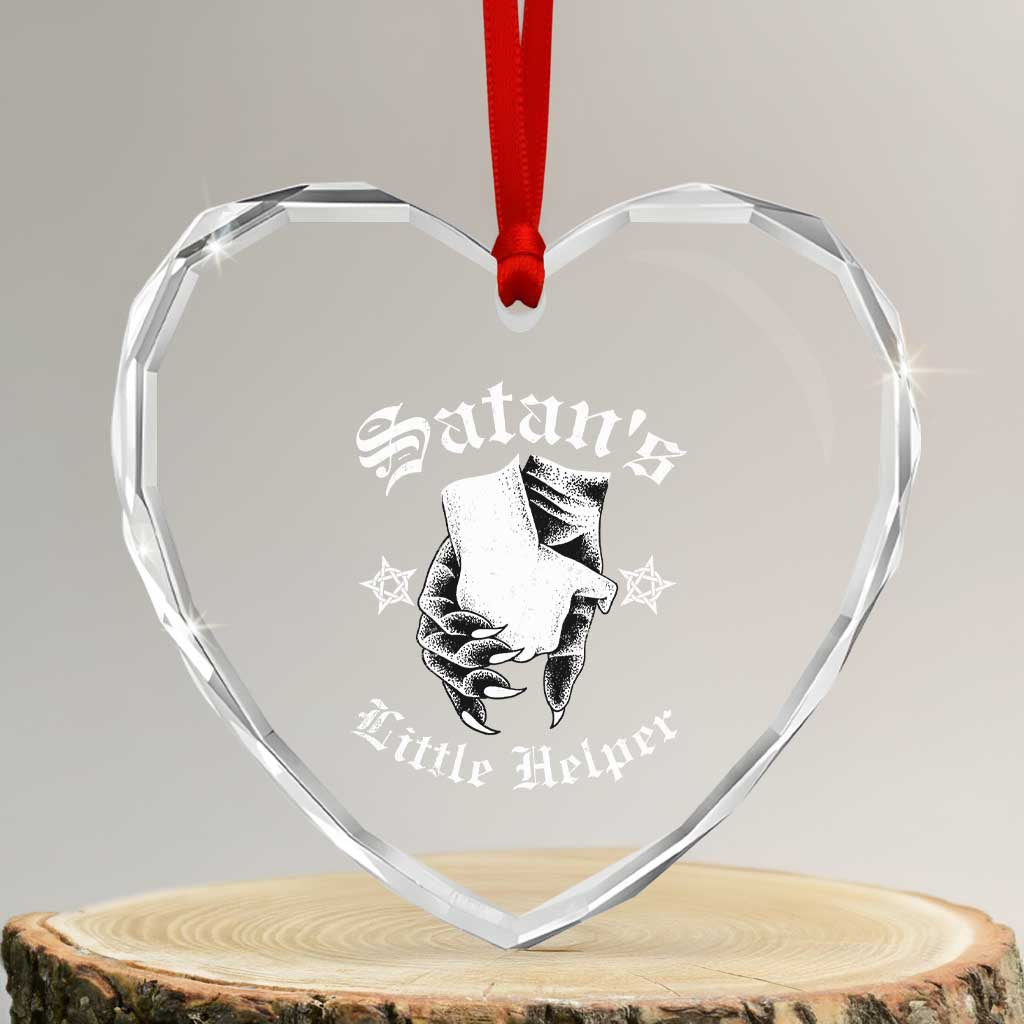 Funny Xmas Satan's Little Helper Heart Crystal Glass Ornament TS09 Transparent Glass 3'' Heart Print Your Wear