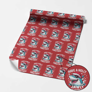 Funny Xmas Shark Wrapping Paper Roll Have A Holly Jawly Christmas Santa Hat TS11 Red Print Your Wear