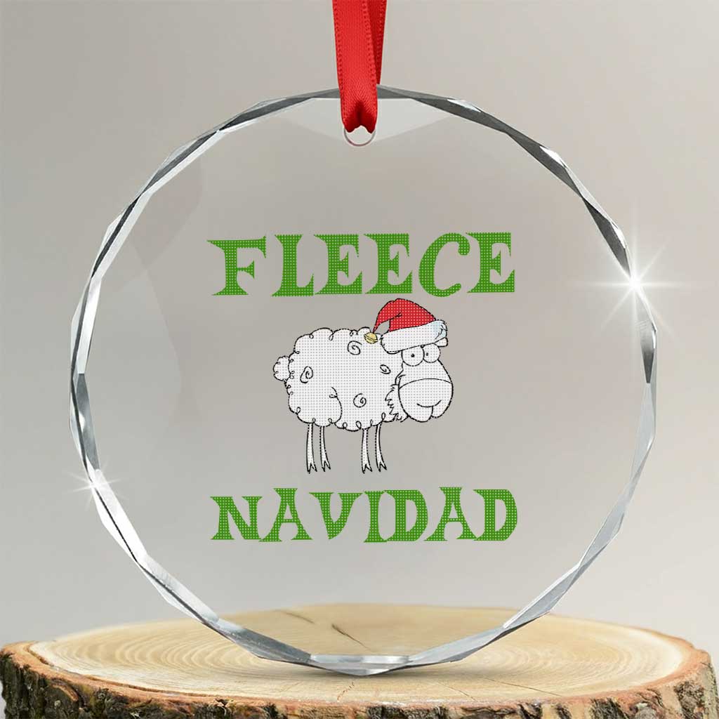 Funny Xmas Sheep Crystal Glass Ornament Fleece Navidad Feliz Festive Xmas TS02 Transparent Glass 3'' Circle Print Your Wear