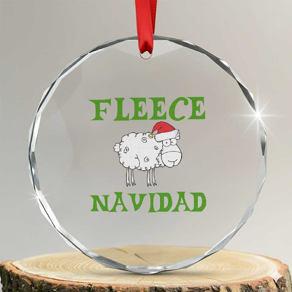 Funny Xmas Sheep Crystal Glass Ornament Fleece Navidad Feliz Festive Xmas TS02 Transparent Glass 3'' Circle Print Your Wear