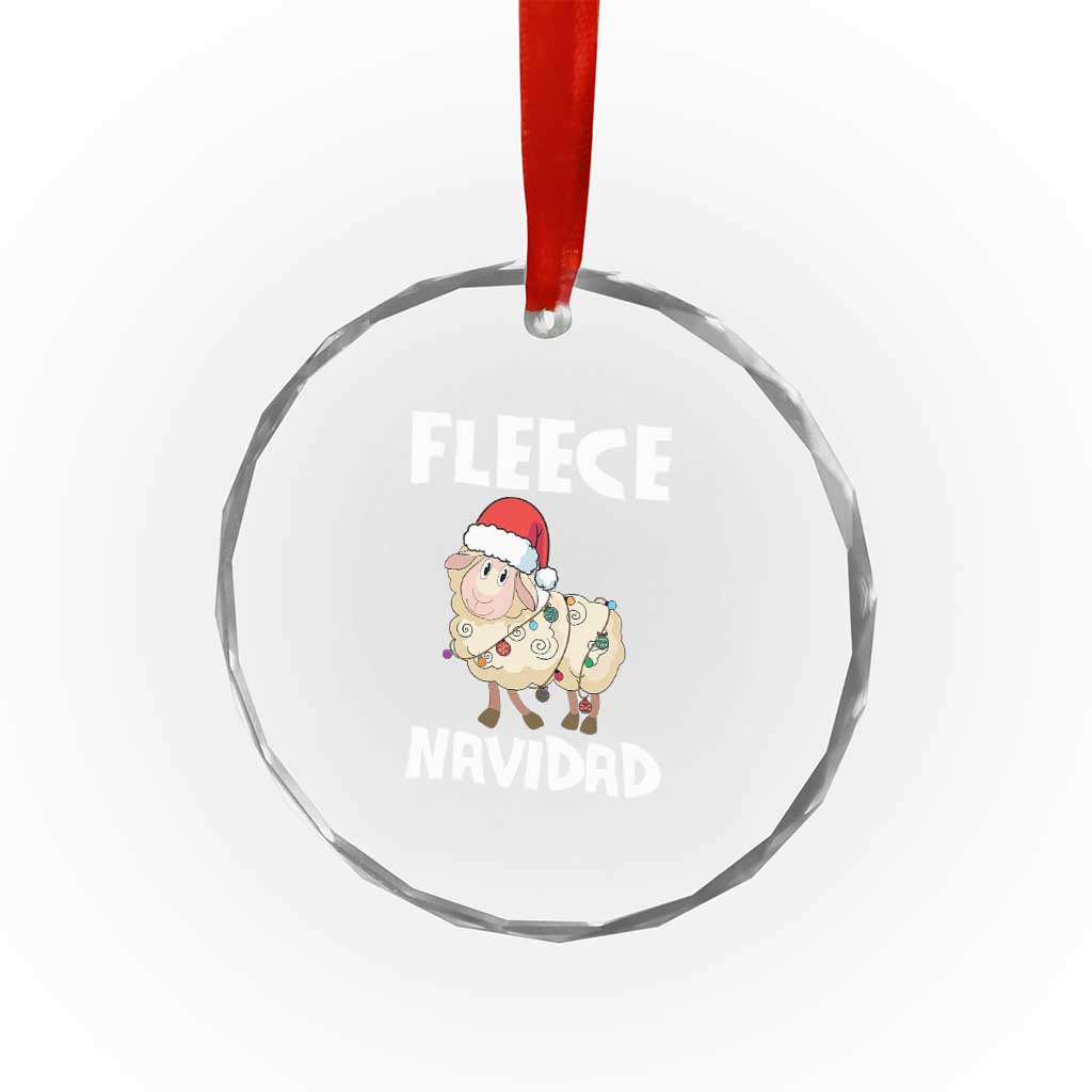 Funny Xmas Sheep Crystal Glass Ornament Fleece Navidad Feliz Spanish Merry Xmas TS02 Print Your Wear