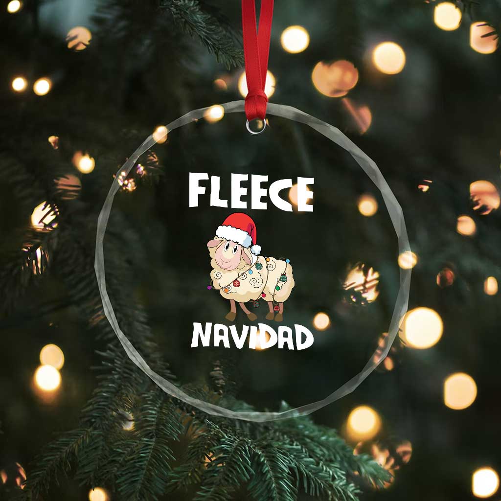 Funny Xmas Sheep Crystal Glass Ornament Fleece Navidad Feliz Spanish Merry Xmas TS02 Print Your Wear