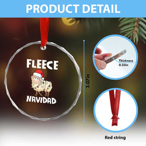 Funny Xmas Sheep Crystal Glass Ornament Fleece Navidad Feliz Spanish Merry Xmas TS02 Print Your Wear