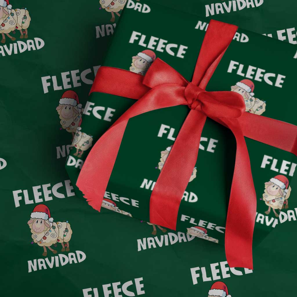 Funny Xmas Sheep Wrapping Paper Roll Fleece Navidad Merry Feliz Spanish TS02 Green Print Your Wear