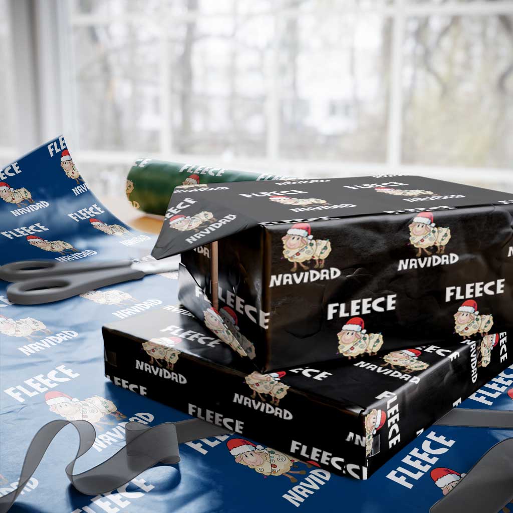 Funny Xmas Sheep Wrapping Paper Roll Fleece Navidad Merry Feliz Spanish TS02 Black Print Your Wear