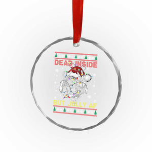 Funny Xmas Skeleton Crystal Glass Ornament Dead Inside But Jolly AF Santa Hat TS11 Print Your Wear