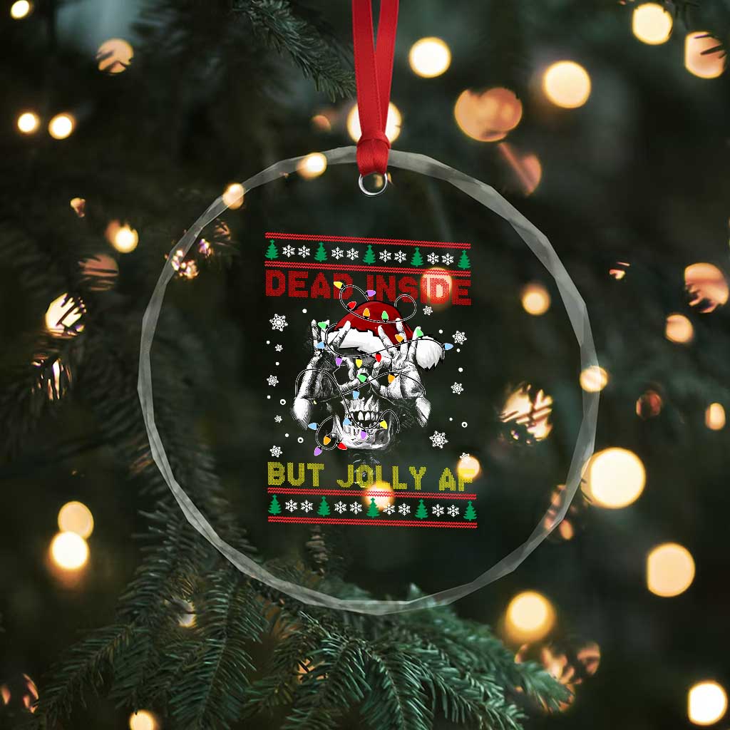 Funny Xmas Skeleton Crystal Glass Ornament Dead Inside But Jolly AF Santa Hat TS11 Print Your Wear