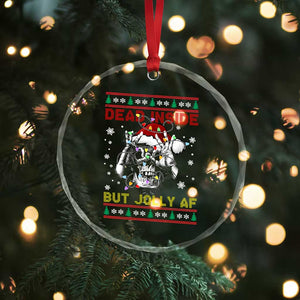 Funny Xmas Skeleton Crystal Glass Ornament Dead Inside But Jolly AF Santa Hat TS11 Print Your Wear
