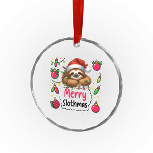 Funny Xmas Sloth Crystal Glass Ornament Merry Slothmas TS12 Transparent Glass 3'' Circle Print Your Wear