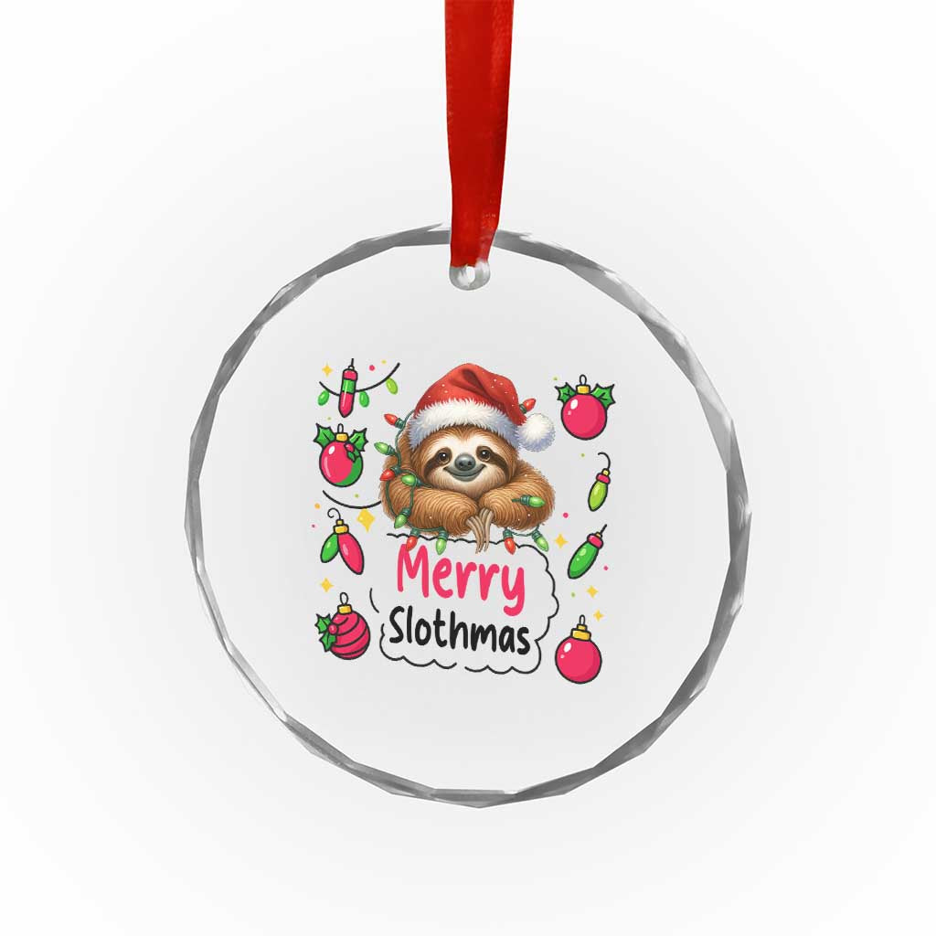 Funny Xmas Sloth Crystal Glass Ornament Merry Slothmas TS12 Print Your Wear