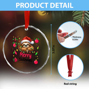 Funny Xmas Sloth Crystal Glass Ornament Merry Slothmas TS12 Print Your Wear