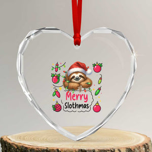 Funny Xmas Sloth Heart Crystal Glass Ornament Merry Slothmas TS12 Transparent Glass 3'' Heart Print Your Wear