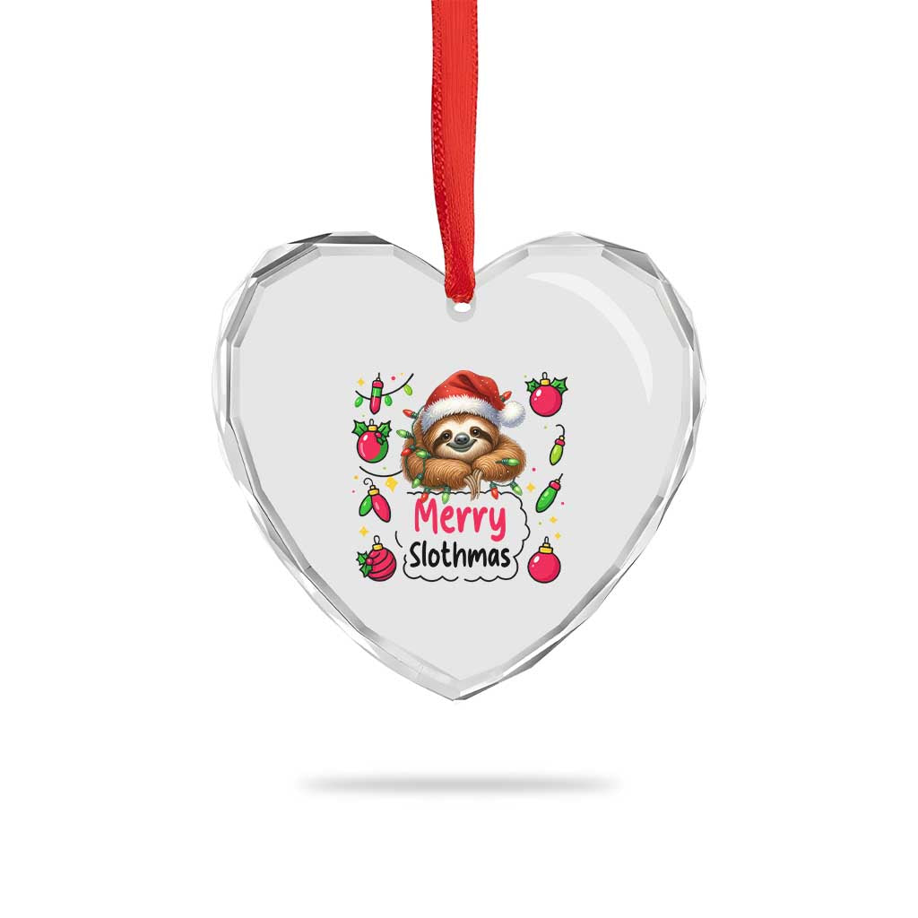 Funny Xmas Sloth Heart Crystal Glass Ornament Merry Slothmas TS12 Print Your Wear