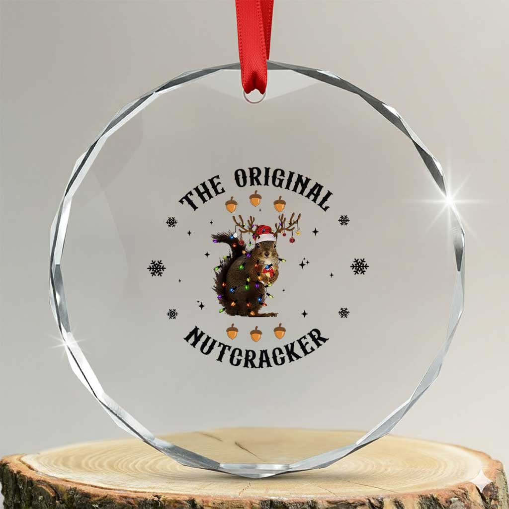 Funny Xmas Squirrel Crystal Glass Ornament The Original Nutcracker Snowflake Santa Hat TS11 Transparent Glass 3'' Circle Print Your Wear