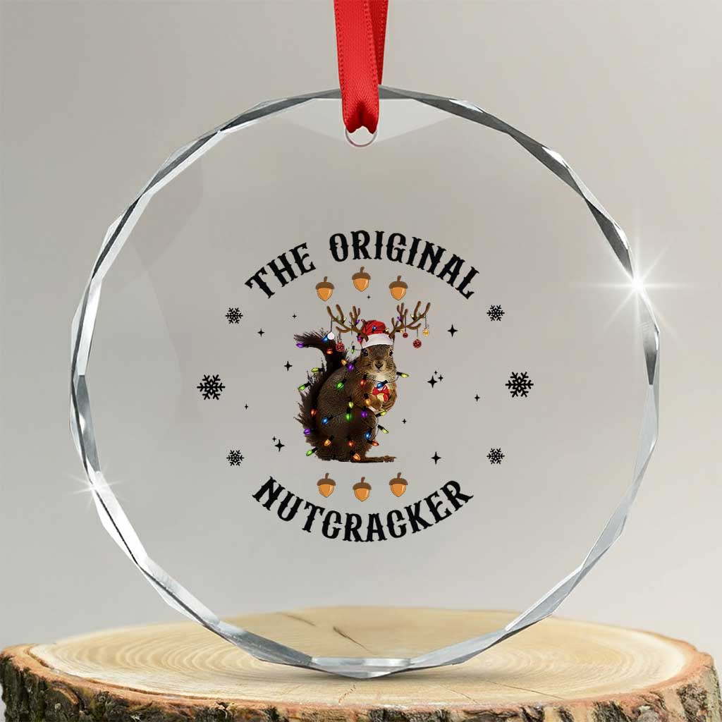 Funny Xmas Squirrel Crystal Glass Ornament The Original Nutcracker Snowflake Santa Hat TS11 Transparent Glass 3'' Circle Print Your Wear