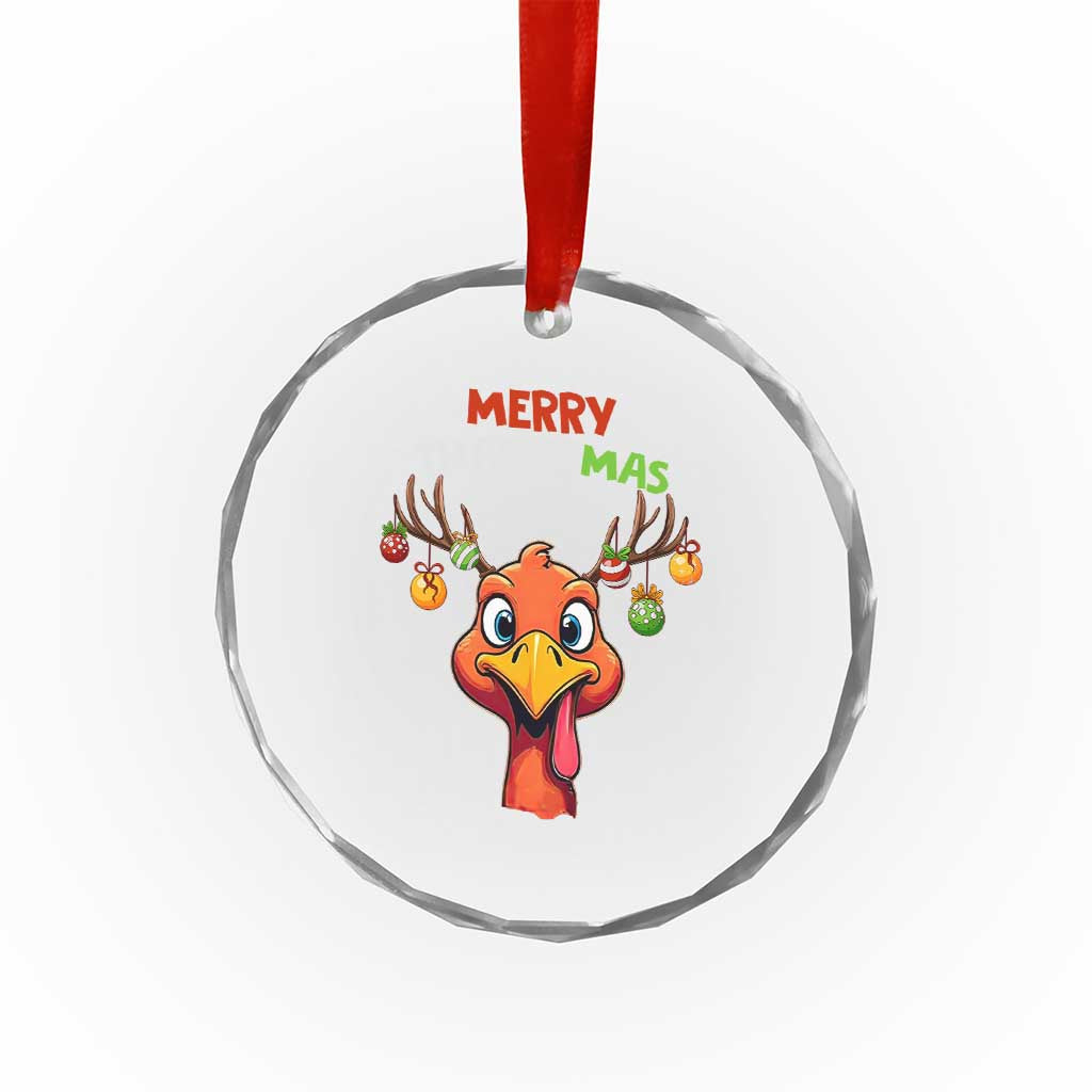 Funny Xmas Thanksgiving Crystal Glass Ornament Merry Thanksmas Turkey Reindeer Antler Baubles TS11 Print Your Wear