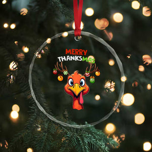 Funny Xmas Thanksgiving Crystal Glass Ornament Merry Thanksmas Turkey Reindeer Antler Baubles TS11 Print Your Wear