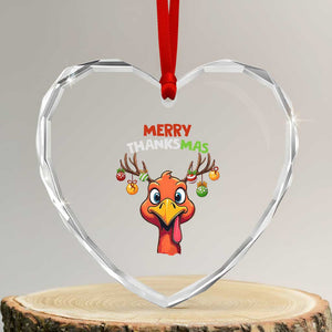 Funny Xmas Thanksgiving Heart Crystal Glass Ornament Merry Thanksmas Turkey Reindeer Antler Baubles TS11 Transparent Glass 3'' Heart Print Your Wear