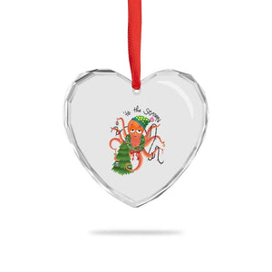Funny Xmas Tree Octopus Tis The Season Heart Crystal Glass Ornament TS09 Print Your Wear