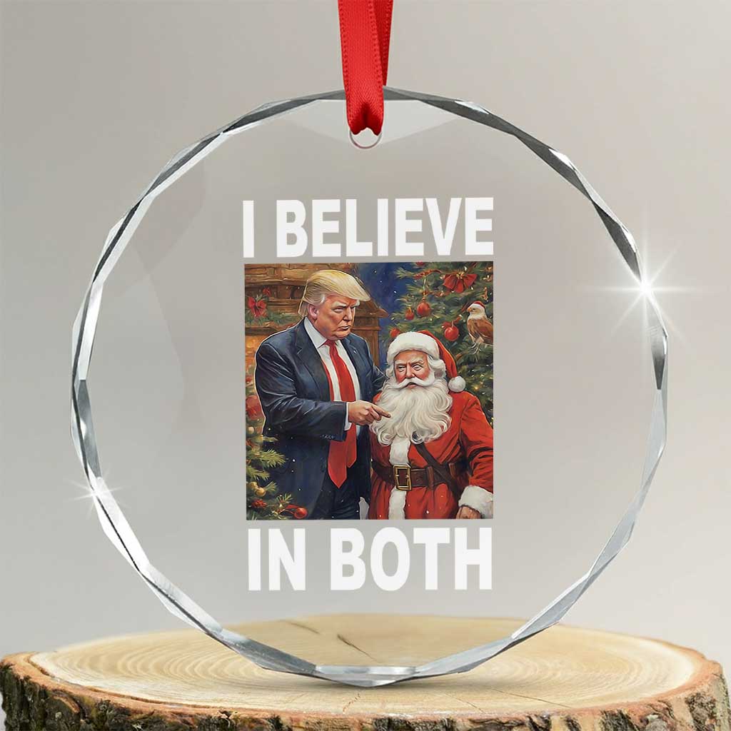 Funny Xmas Trump And Santa Crystal Glass Ornament TS02 Transparent Glass 3'' Circle Print Your Wear