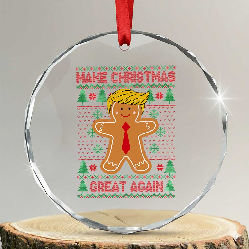 Funny Xmas Trump Crystal Glass Ornament Gingerbread Trump Make Christmas Great Again TS09 Transparent Glass 3'' Circle Print Your Wear