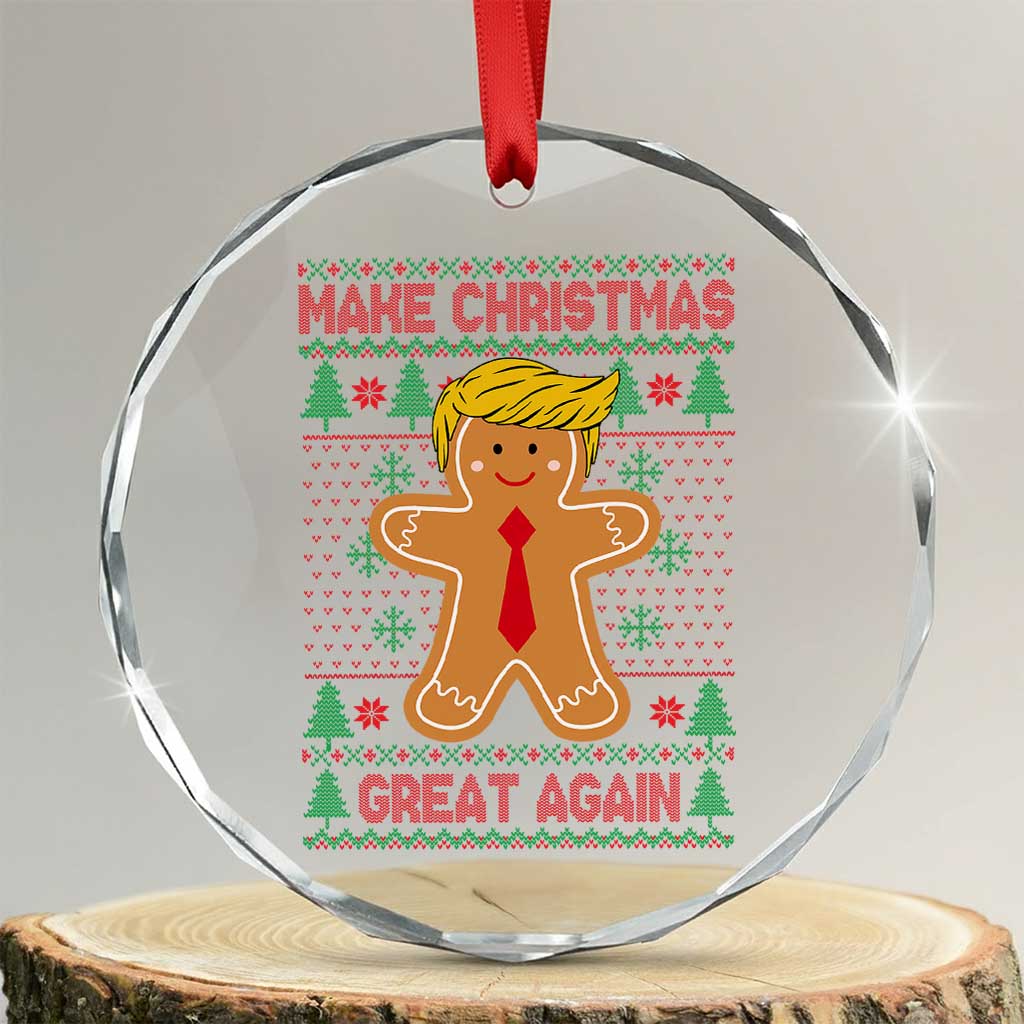 Funny Xmas Trump Crystal Glass Ornament Gingerbread Trump Make Christmas Great Again TS09 Transparent Glass 3'' Circle Print Your Wear