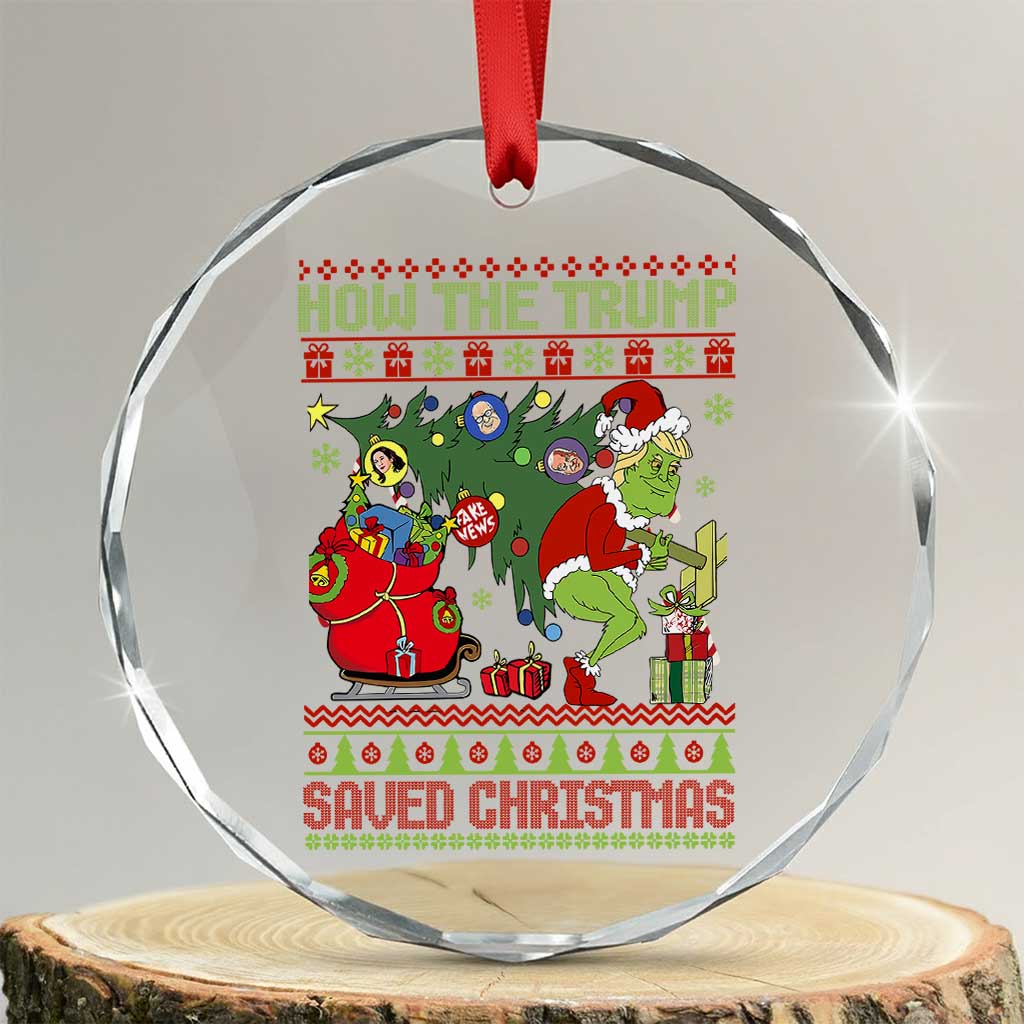 Funny Xmas Trump Crystal Glass Ornament How The Trump Saved Christmas TS09 Transparent Glass 3'' Circle Print Your Wear