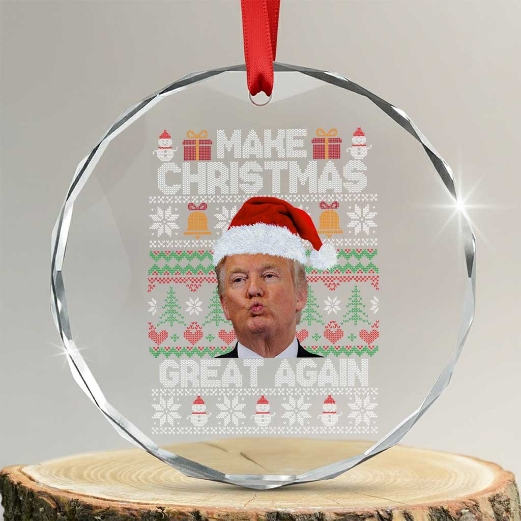 Funny Xmas Trump Crystal Glass Ornament Make Xmas Great Again Donald Kiss Pajamas TS02 Transparent Glass 3'' Circle Print Your Wear