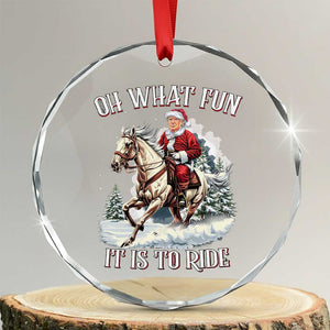 Funny Xmas Trump Crystal Glass Ornament Oh What Fun It Is To Ride Cowboy Trump Riding Horse TS09 Transparent Glass 3'' Circle Print Your Wear