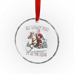 Funny Xmas Trump Crystal Glass Ornament Oh What Fun It Is To Ride Cowboy Trump Riding Horse TS09 Print Your Wear
