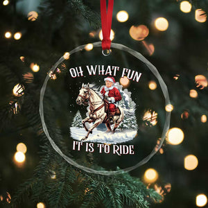 Funny Xmas Trump Crystal Glass Ornament Oh What Fun It Is To Ride Cowboy Trump Riding Horse TS09 Print Your Wear