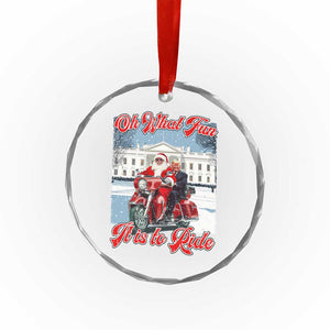 Funny Xmas Trump Crystal Glass Ornament Oh What Fun It Is To Ride Trump Santa Motorcycle TS09 Print Your Wear