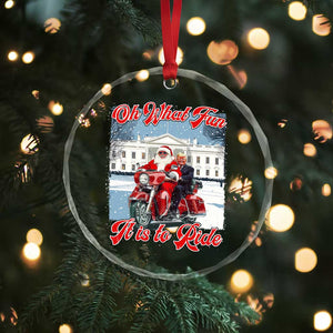Funny Xmas Trump Crystal Glass Ornament Oh What Fun It Is To Ride Trump Santa Motorcycle TS09 Print Your Wear