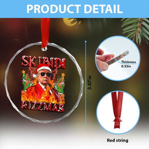 Funny Xmas Trump Crystal Glass Ornament Skibidi Rizzmas Cool Trump Rizz TS09 Print Your Wear
