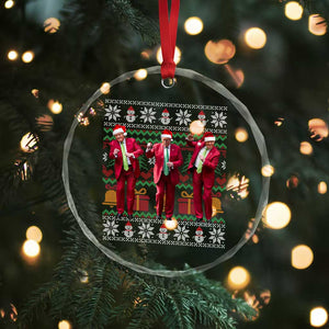 Funny Xmas Trump Dancing Crystal Glass Ornament 47th President Viral Dances Xmas Ugly Sweater TS02 Print Your Wear