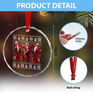 Funny Xmas Trump Dancing Crystal Glass Ornament 47th President Viral Dances Xmas Ugly Sweater TS02 Print Your Wear