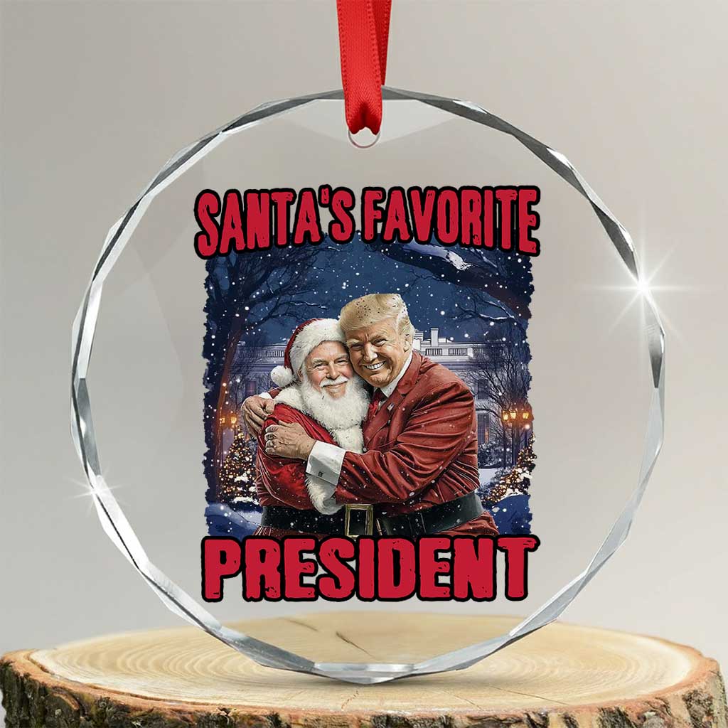 Funny Xmas Trump Santa Crystal Glass Ornament Santa's Favorite President White House TS11 Transparent Glass 3'' Circle Print Your Wear
