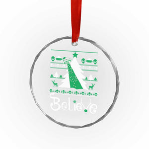 Funny Xmas UFO Believe Crystal Glass Ornament TS09 Print Your Wear