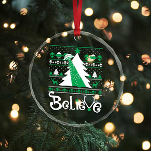 Funny Xmas UFO Believe Crystal Glass Ornament TS09 Print Your Wear