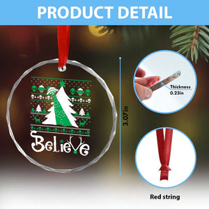 Funny Xmas UFO Believe Crystal Glass Ornament TS09 Print Your Wear