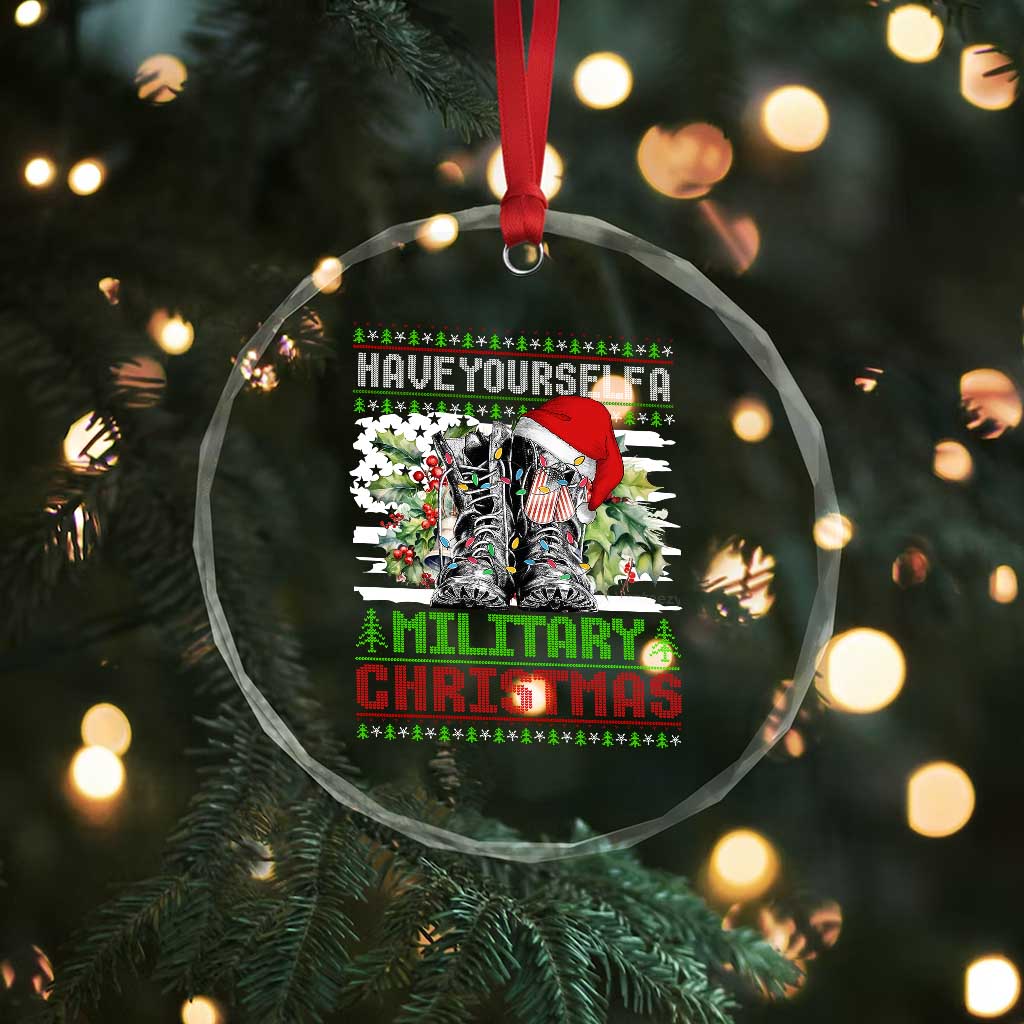 Funny Xmas Veteran Crystal Glass Ornament Have Yourself A Military Christmas TS09 Print Your Wear