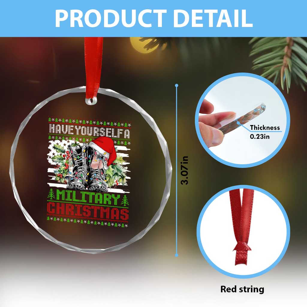 Funny Xmas Veteran Crystal Glass Ornament Have Yourself A Military Christmas TS09 Print Your Wear