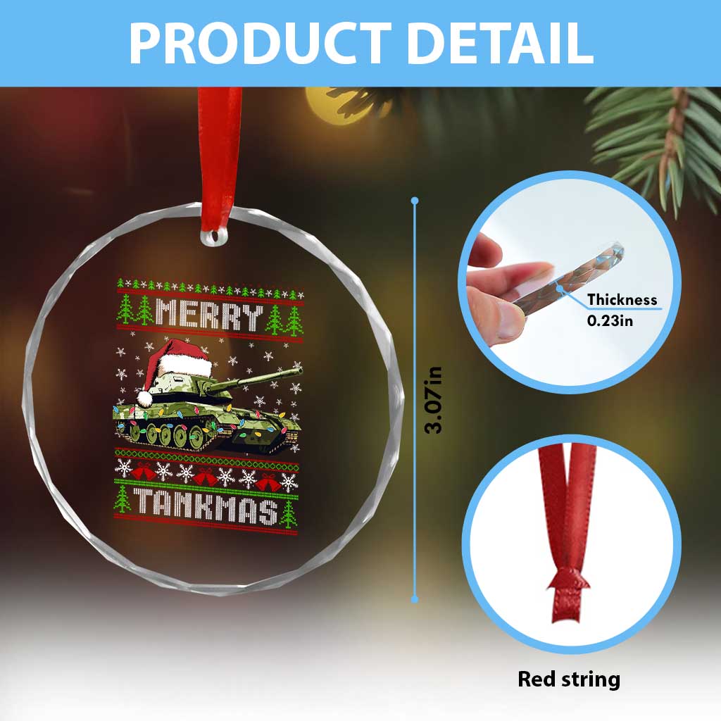 Funny Xmas Veteran Crystal Glass Ornament Merry Tankmas Tank Military Army TS09 Print Your Wear
