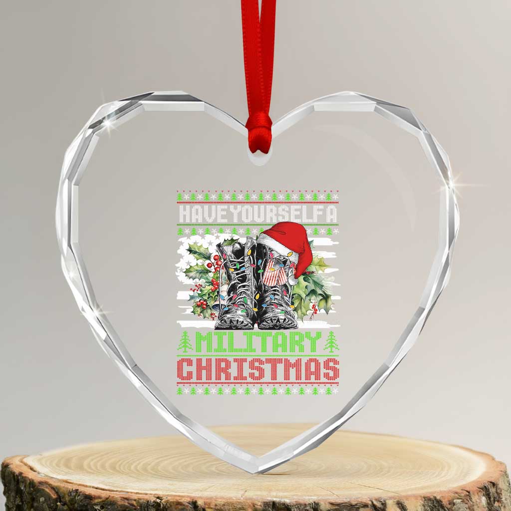Funny Xmas Veteran Heart Crystal Glass Ornament Have Yourself A Military Christmas TS09 Transparent Glass 3'' Heart Print Your Wear