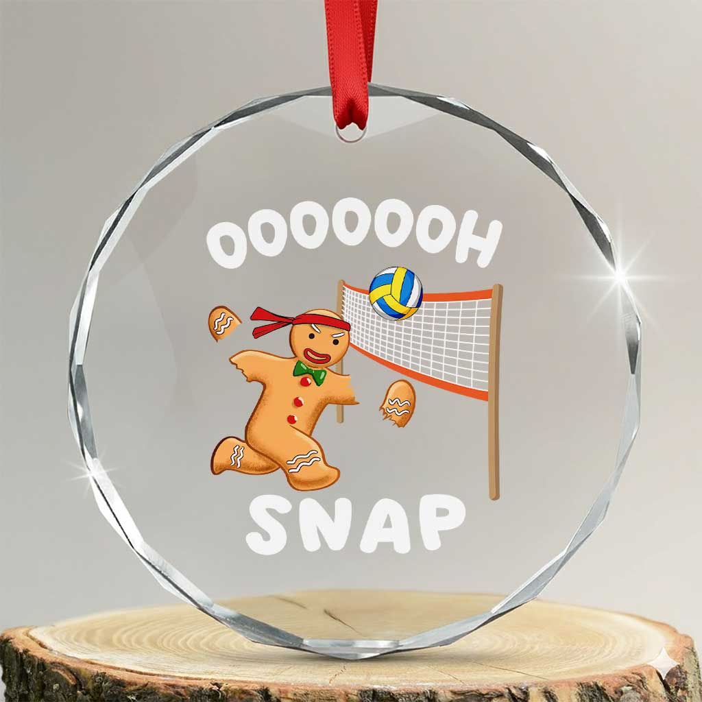 Funny Xmas Volleyball Crystal Glass Ornament Oh Snap Gingerbread Volleyball Player TS09 Transparent Glass 3'' Circle Print Your Wear