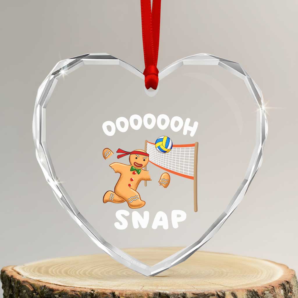 Funny Xmas Volleyball Heart Crystal Glass Ornament Oh Snap Gingerbread Volleyball Player TS09 Transparent Glass 3'' Heart Print Your Wear
