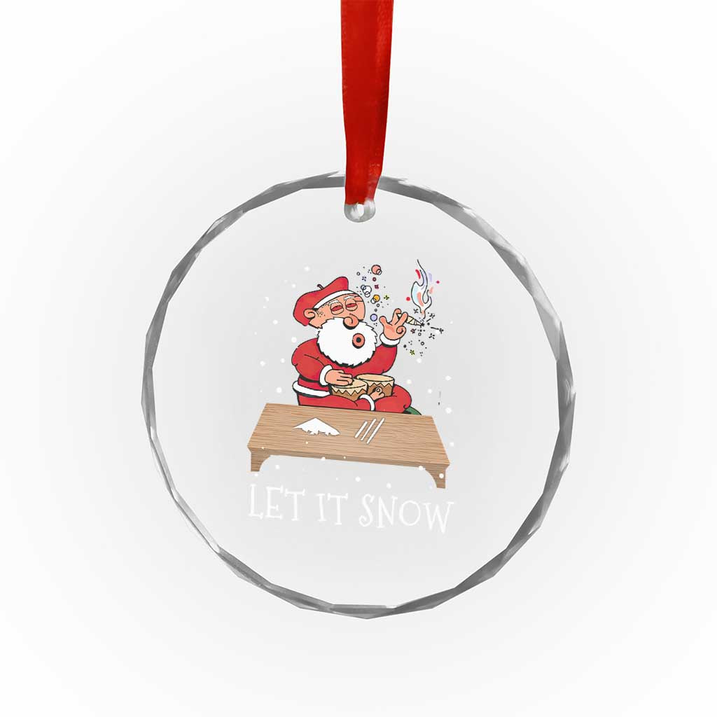 Funny Xmas Weed 420 Crystal Glass Ornament Cocaine Let It Snow Naughty Santa Snorting TS09 Print Your Wear