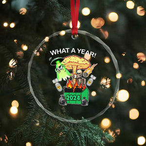 Funny Xmas What A Year Dumpster Fire Crystal Glass Ornament TS09 Print Your Wear