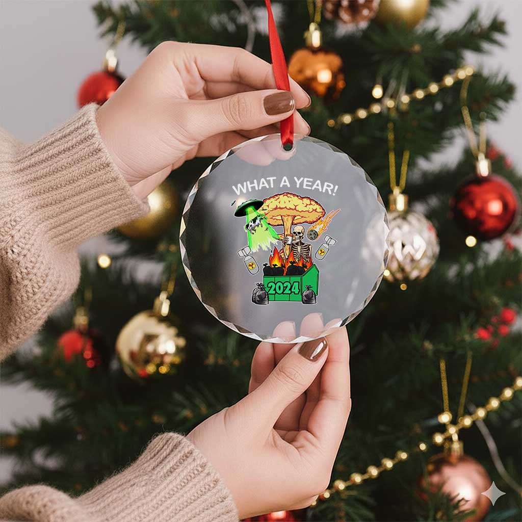Funny Xmas What A Year Dumpster Fire Crystal Glass Ornament TS09 Print Your Wear